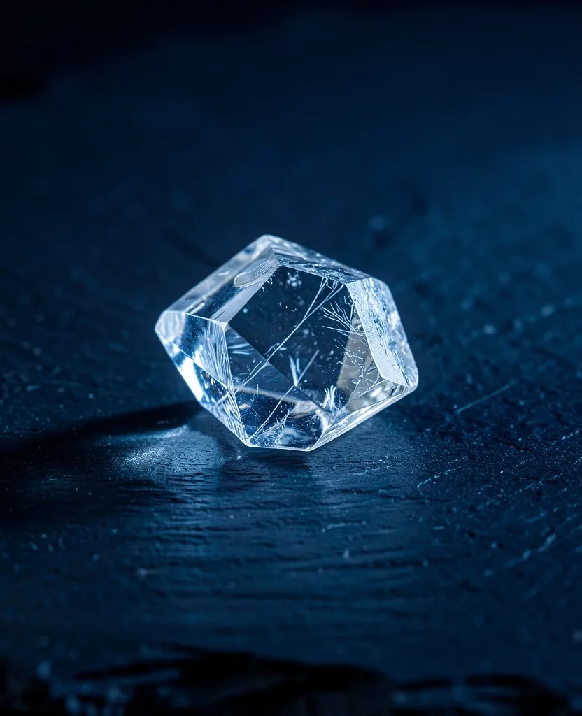 Vitamin C crystal macro photograph on dark surface