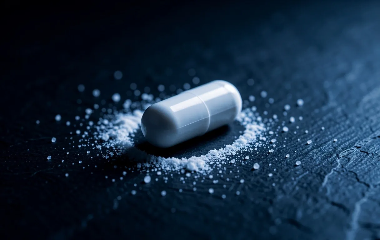 Vitamin capsule on dark surface showing micronutrient formulation