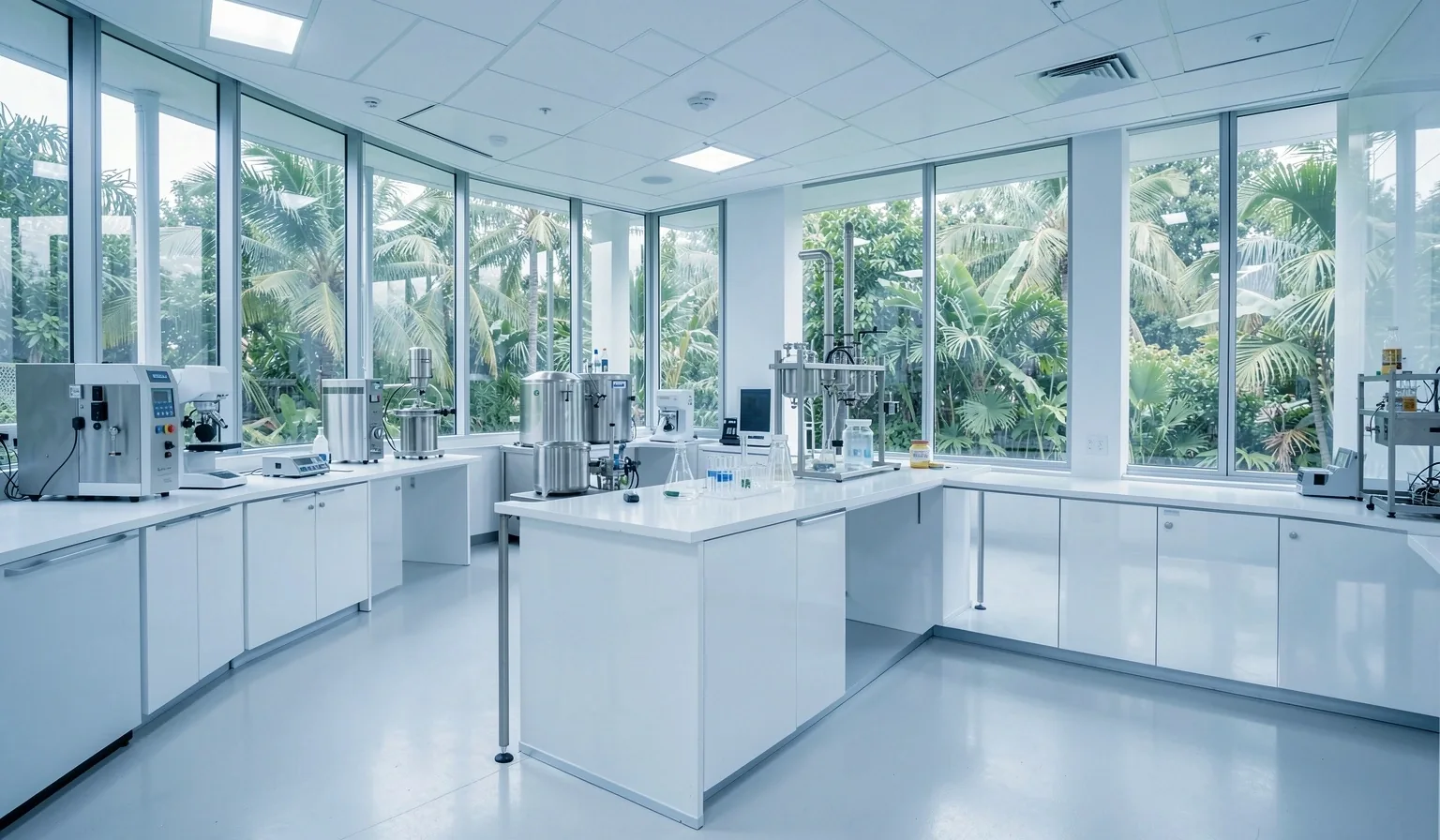 Modern laboratory interior in France and Europe with clean surfaces and natural light